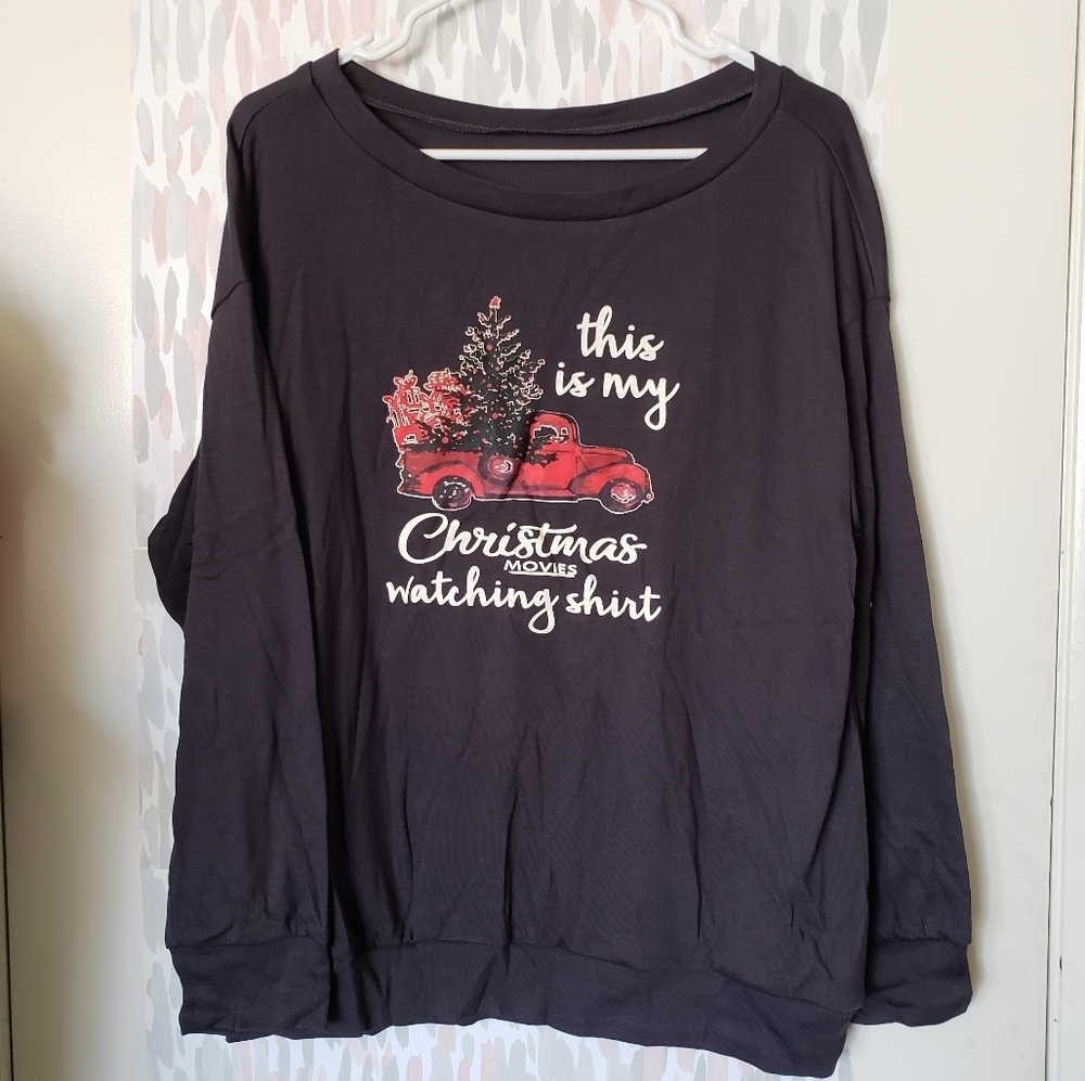 This is my Christmas movies Watching Shirt w/a Red Truck & Christmas Tree SZ L